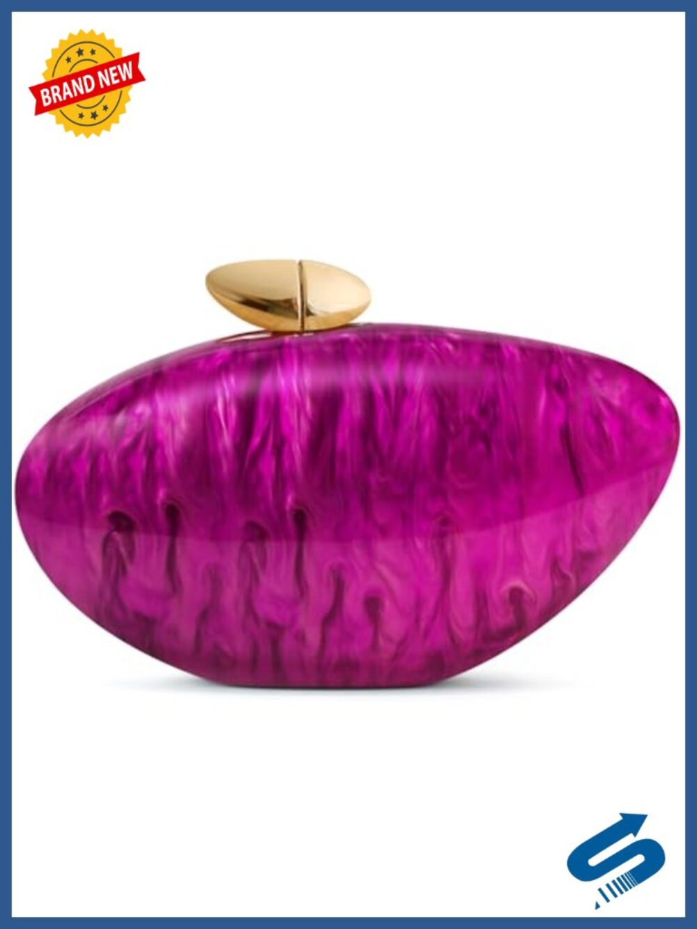 Acrylic Shell Clutch Evening Bag with Marble Finish